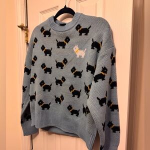 No Boundaries Blue Sweater with Dog Pattern